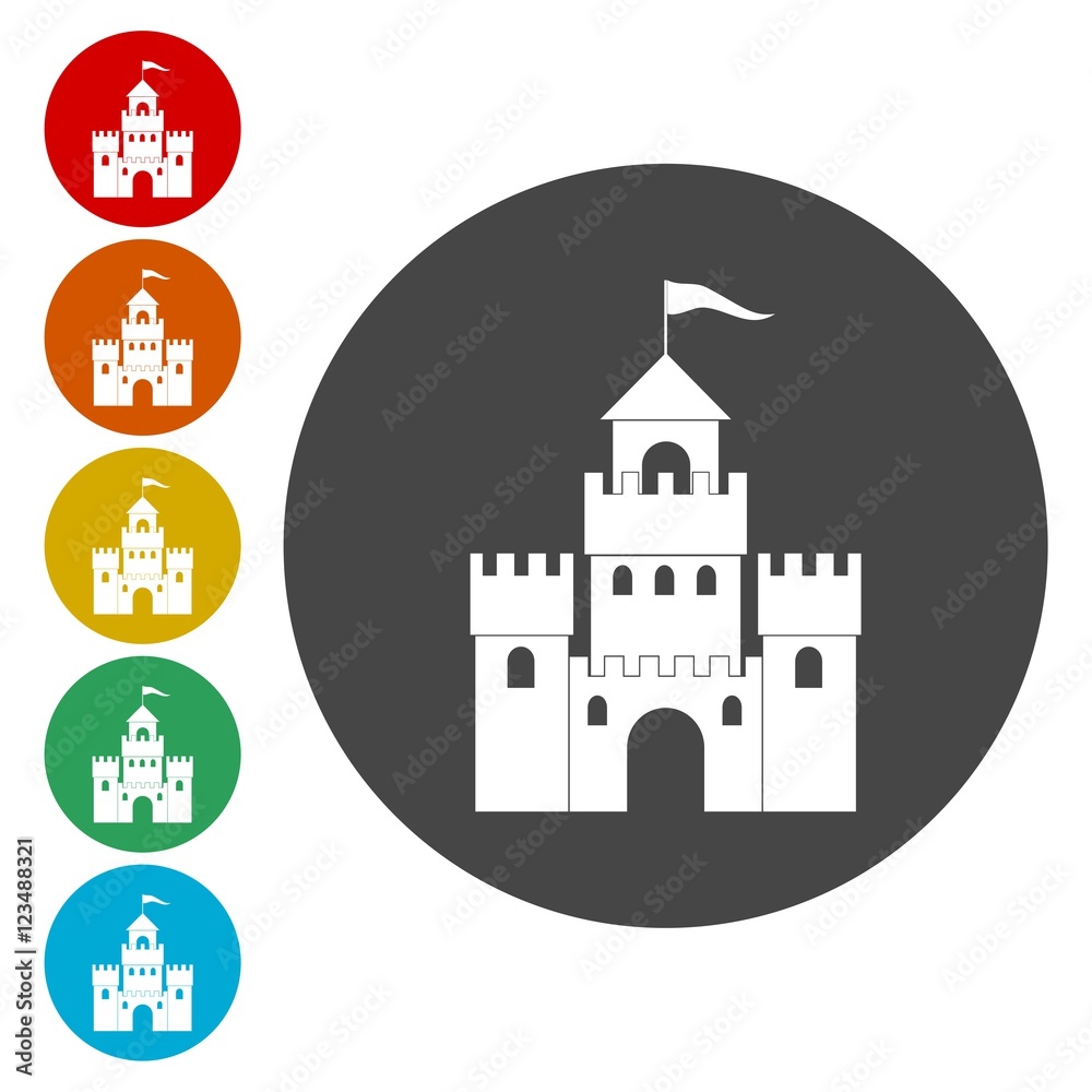 Castle Building Architecture Company Logo Vector Icon Set 