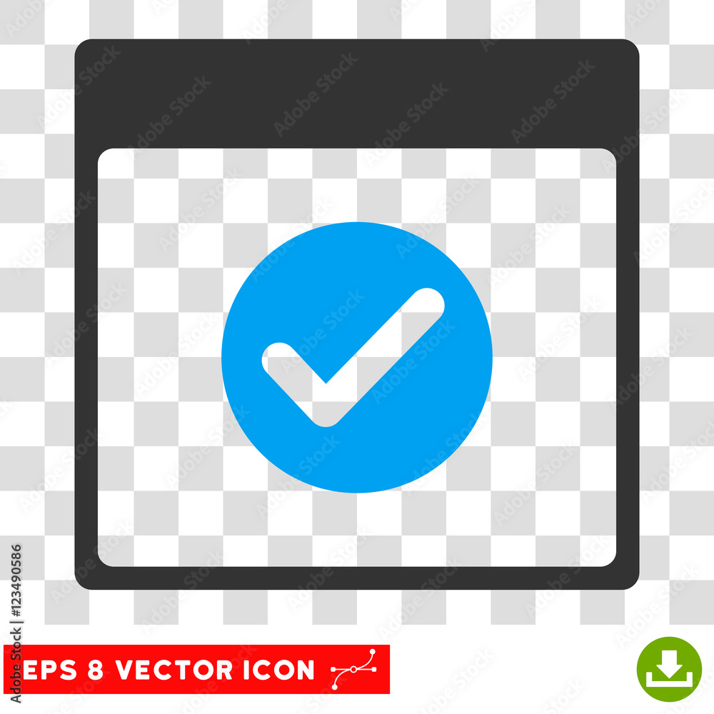 Vector Ok Calendar Day EPS vector pictograph. Illustration style is