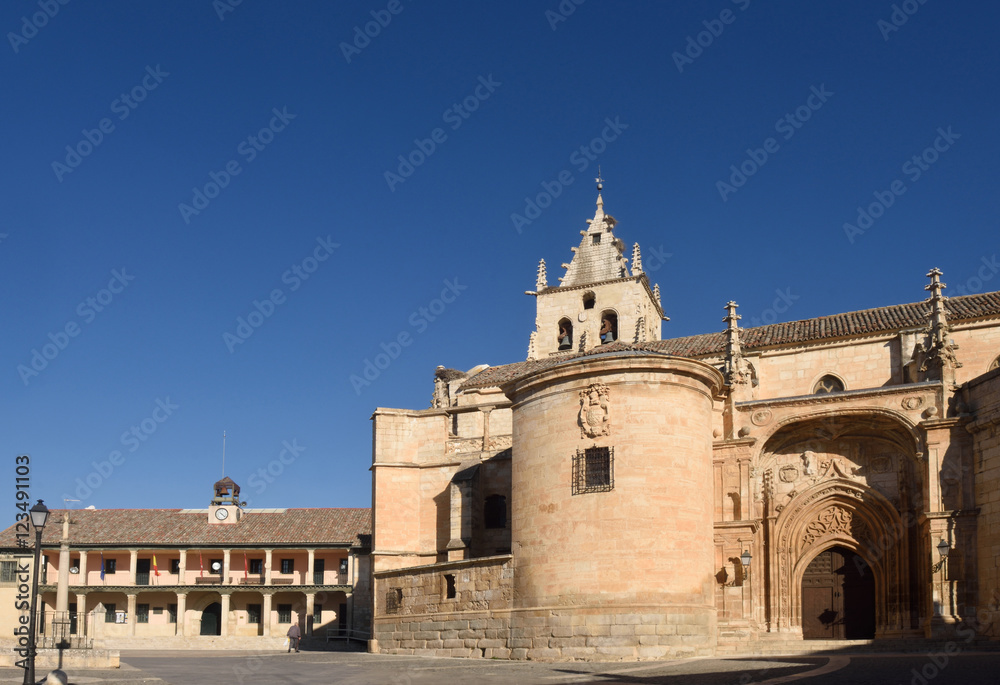 Main square and Magdalena church, Torrelaguna, Madrid province,Spain
