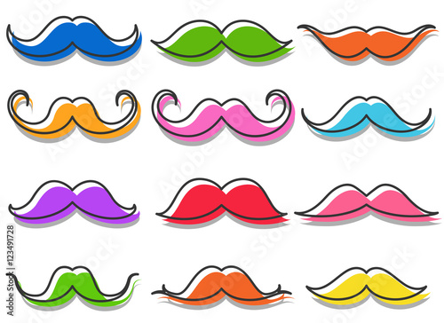 Multicolored Moustaches Set