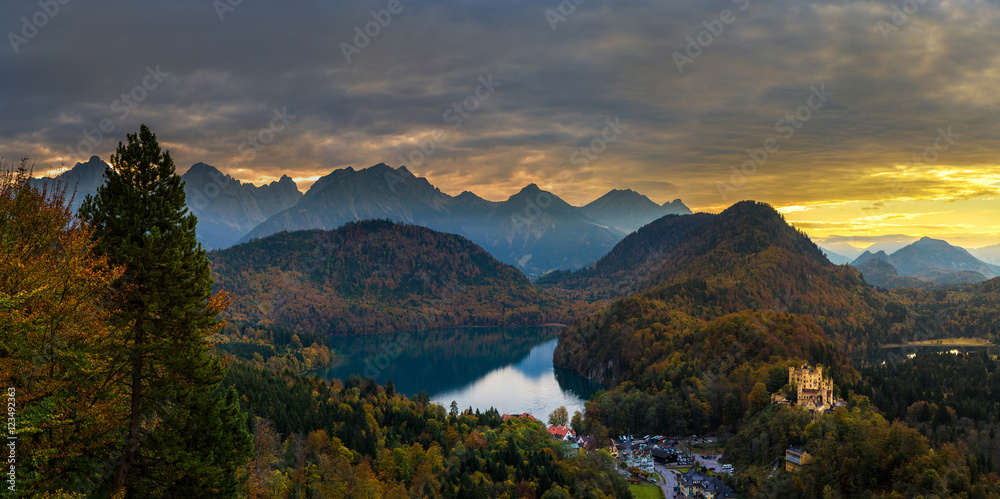 Alps and lakes at sunset in Germany Alps and lakes at sunset in Germany