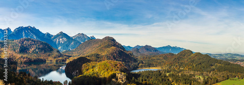 Alps and lakes at sunset in Germany