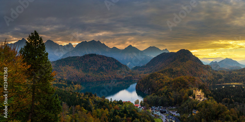 Alps and lakes at sunset in Germany