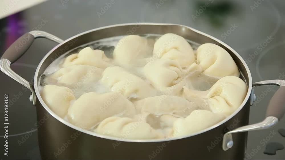 Boiling fresh handmade manti Boiling fresh handmade manti