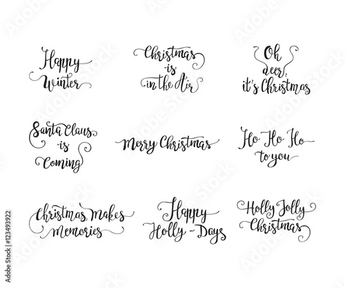 Vector set of handdrawn Christmas lettering.