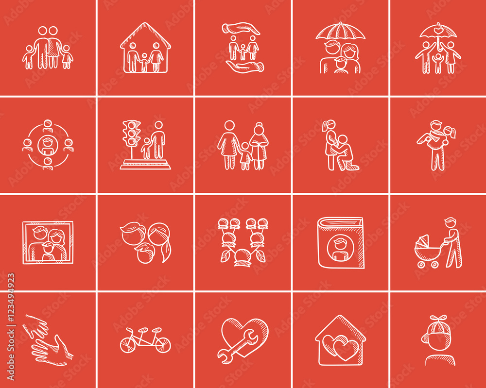 Family sketch icon set. Family sketch icon set.