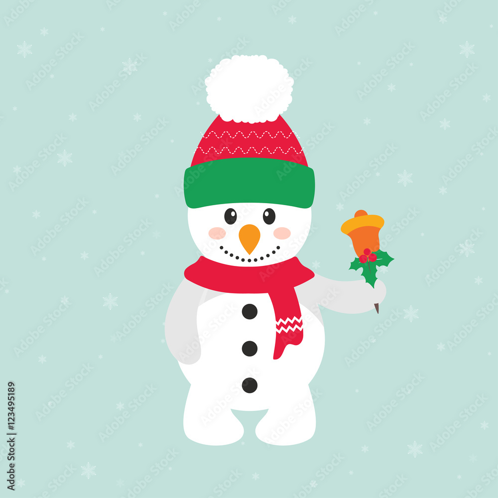 cartoon snowman with bell