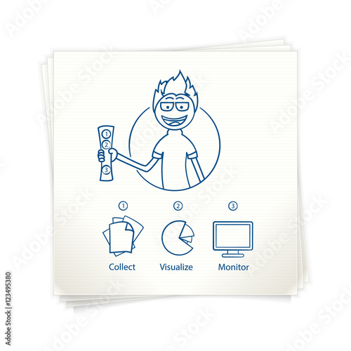 Data management concept. Collect, visualise, monitor data