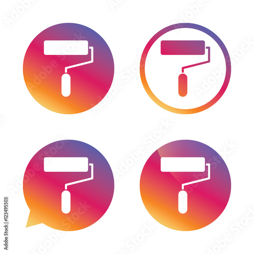 Paint roller sign icon. Painting tool symbol.