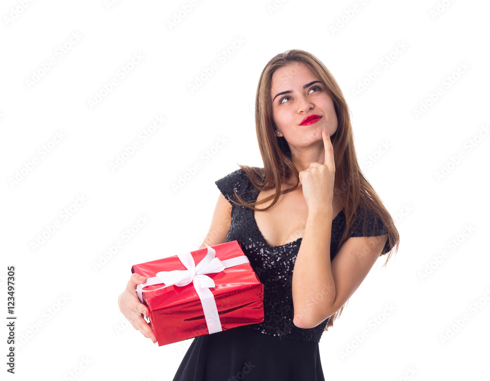 Fototapeta premium Young woman holding a present