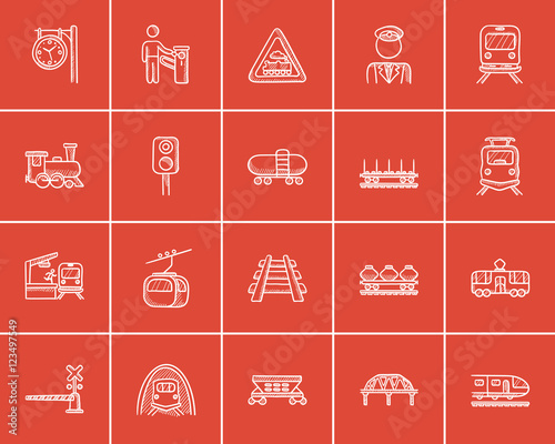 Transportation sketch icon set.