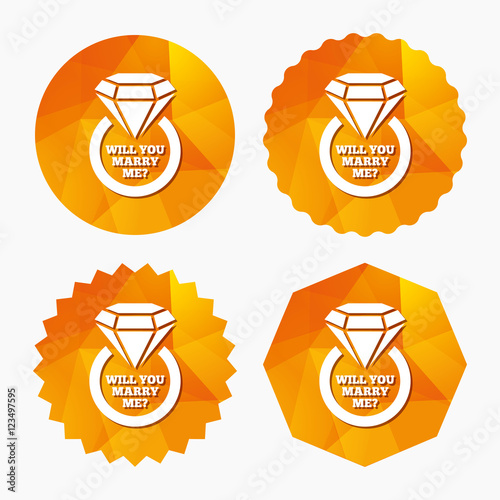 Marry me ring sign icon. Engagement symbol.