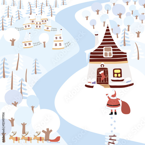 Vector winter landscape. Seasons