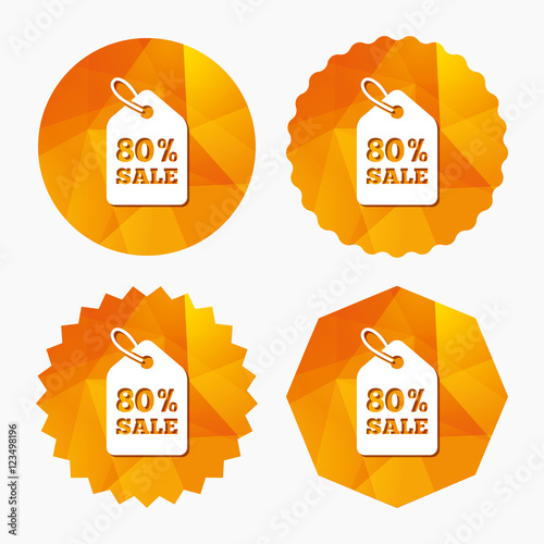 80 percent sale price tag sign icon.