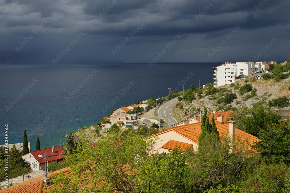 Senj, Croatia – September 16, 2016: a small town in northern Croatia, located on the Adriatic coast. Storm is coming. 