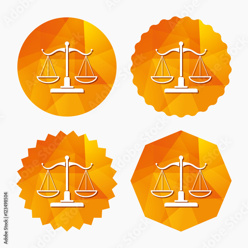 Scales of Justice sign icon. Court of law symbol.