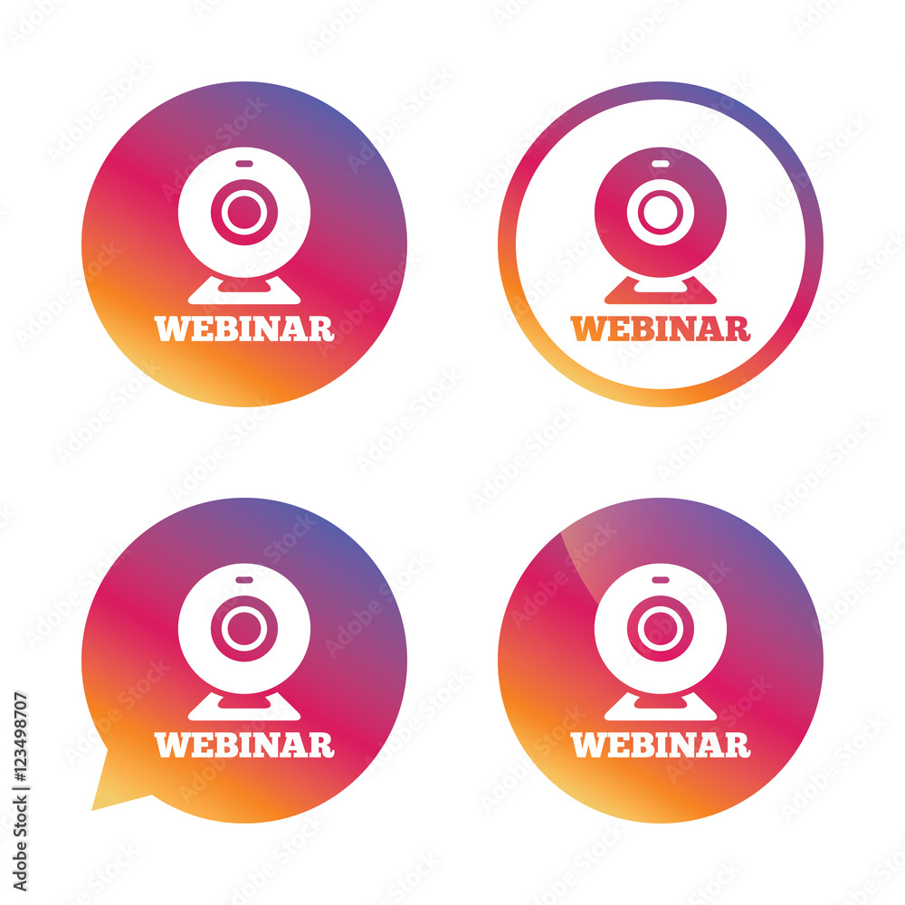 Webinar web camera sign icon. Online Web study. Webinar web camera sign icon. Online Web study.