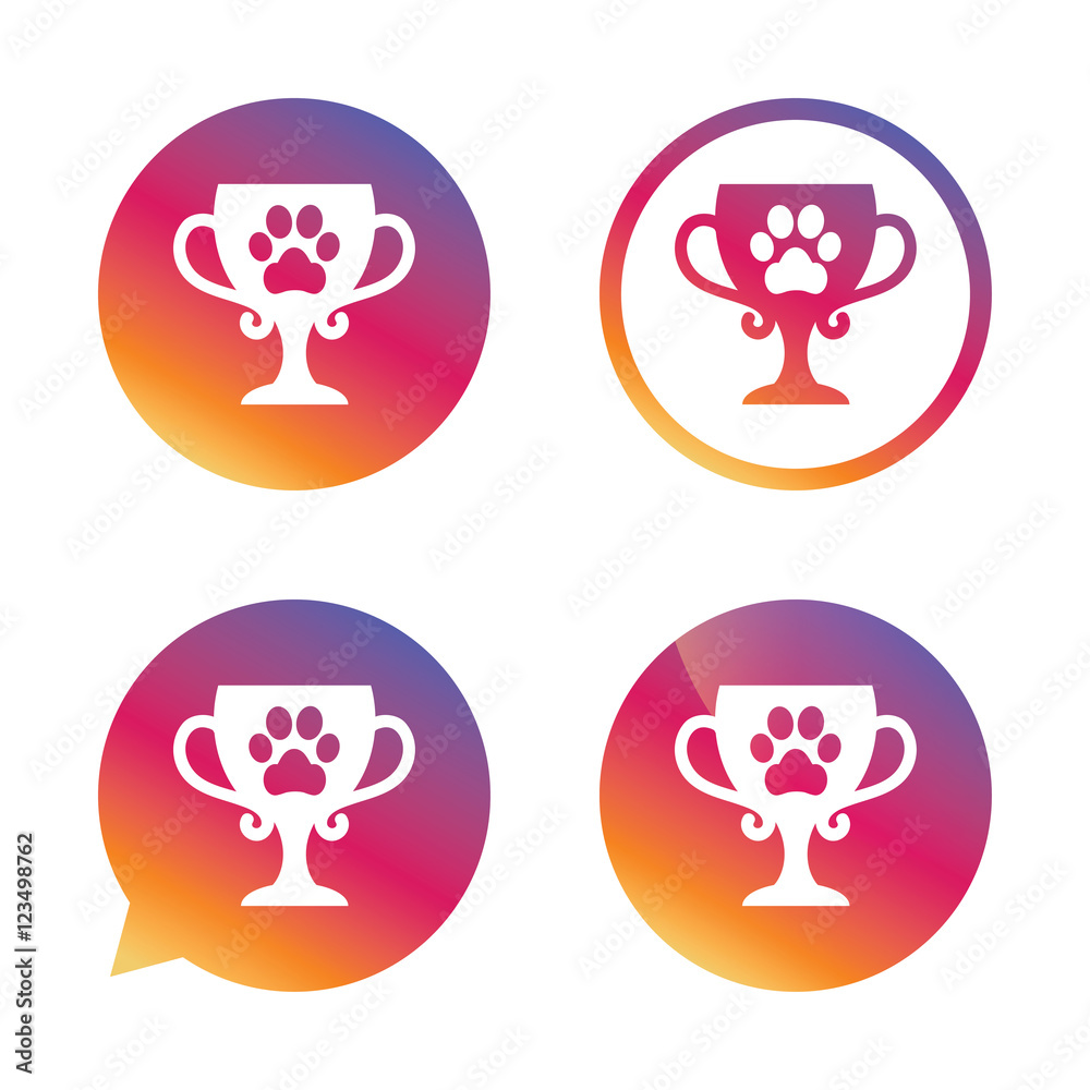 Winner pets cup sign icon. Trophy for pets. Winner pets cup sign icon. Trophy for pets.