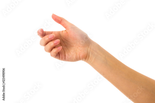 Woman's white hand holding something