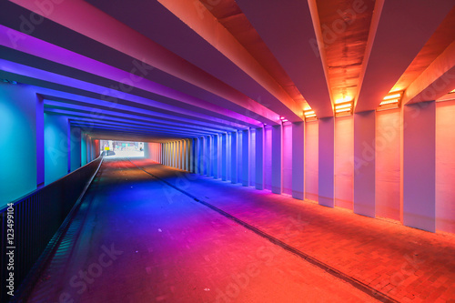 Tunnel with colored led lighting