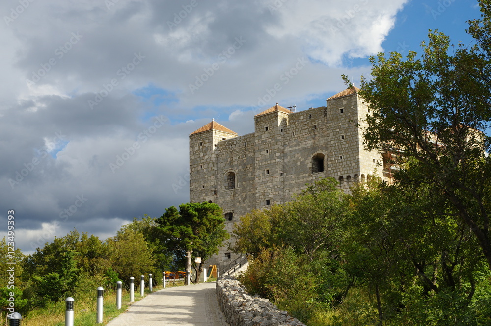 Senj, Croatia – September 16, 2016: a small town in northern Croatia, located on the Adriatic coast. On the picture fortress Nehaj, It was built in the second half of the sixteenth century.