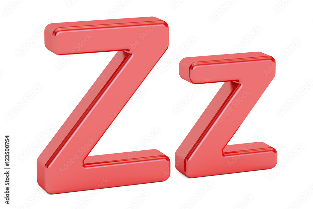 Capital and small red letter Z, 3D rendering Capital and small red letter Z, 3D rendering