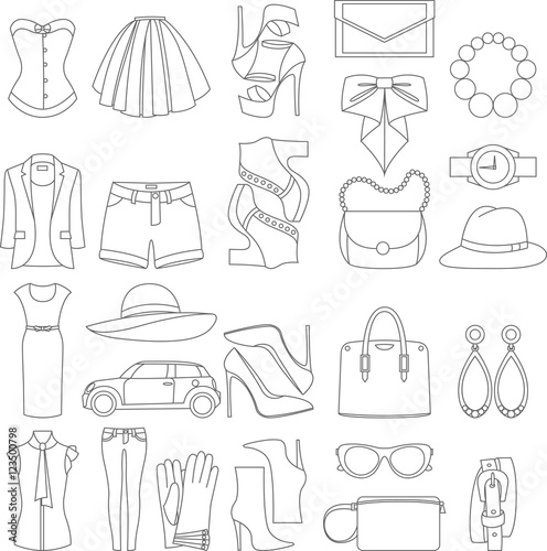 Vector icons design concept of fashion look