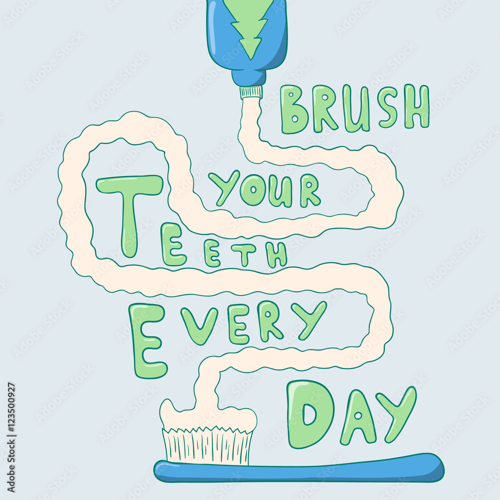 Brush your teeth every day. dental illustration Stock Vector | Adobe Stock
