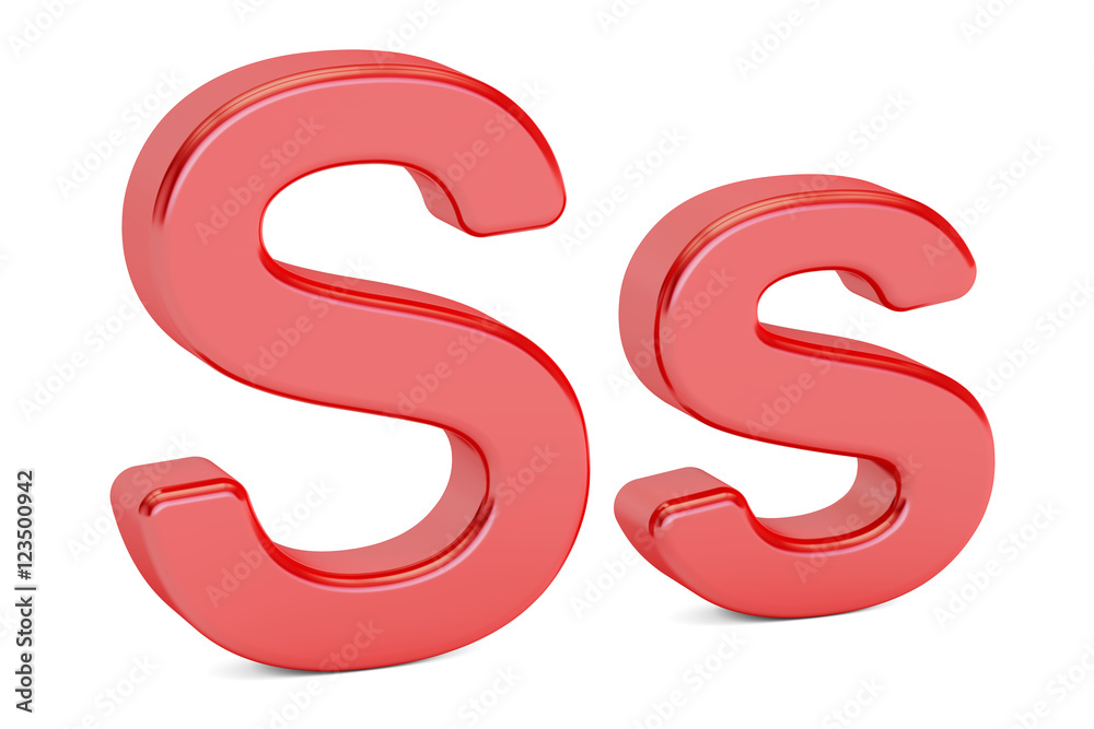 Red letter S alphabet, 3D rendering Red letter S alphabet, 3D rendering