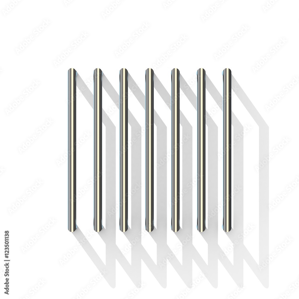 Silver, steel wire square with vertical shadows. 3D Silver, steel wire square with vertical shadows. 3D