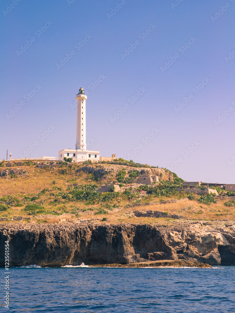 Fototapeta premium the white lighthouse of Santa Maria di Leuca, south Italy
