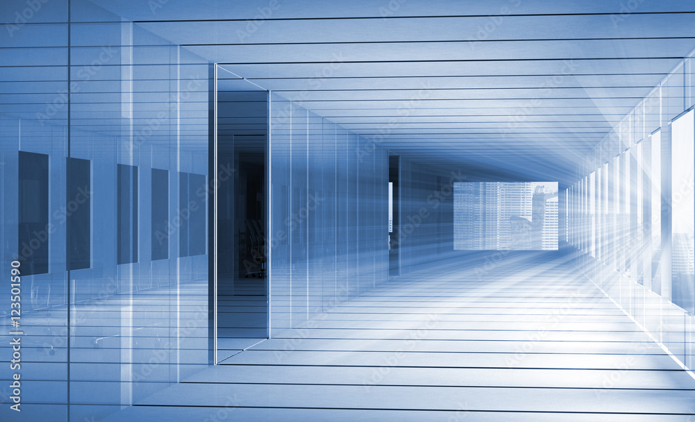 Hall of business building with light from window Hall of business building with light from window