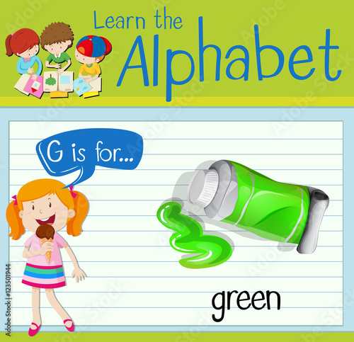 Flashcard letter G is for green