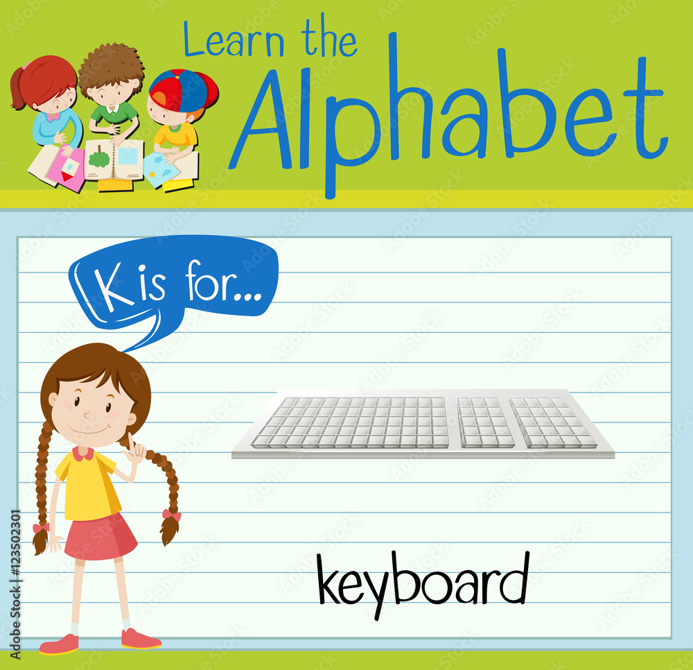Flashcard letter K is for keyboard Flashcard letter K is for keyboard