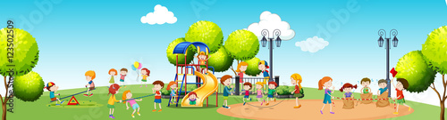 Children playing in the playground at daytime