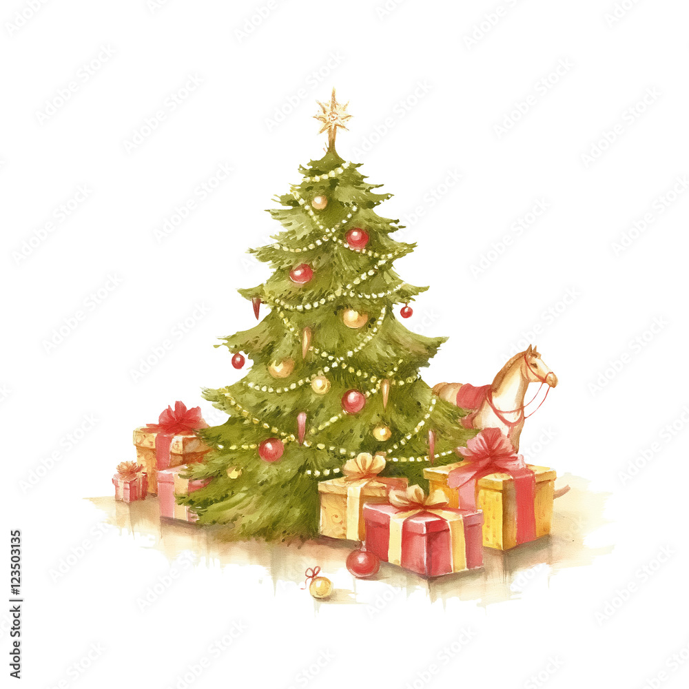 How To Draw A Christmas Tree With Presents Step By Step