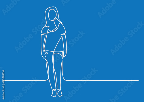continuous line drawing of standing woman