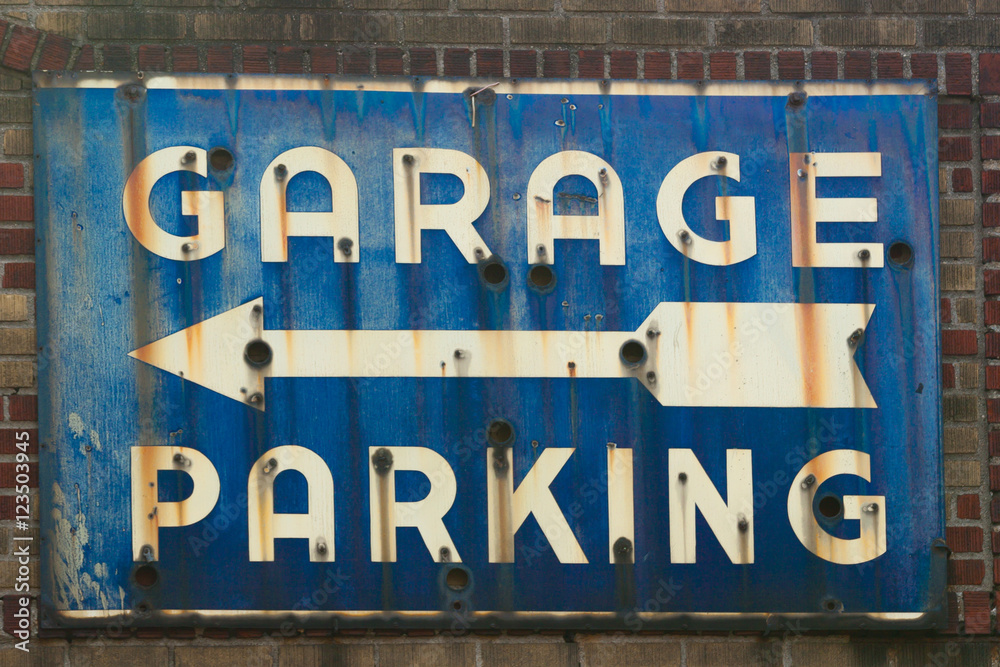 Vintage garage parking sign