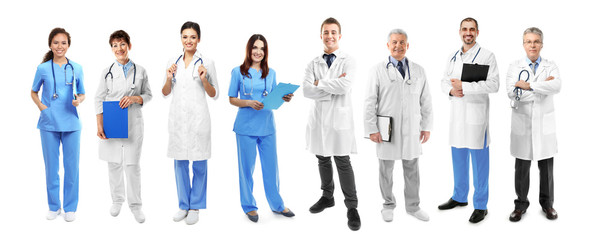 Medical staff on white background.