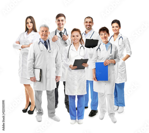 Medical team on white backg...