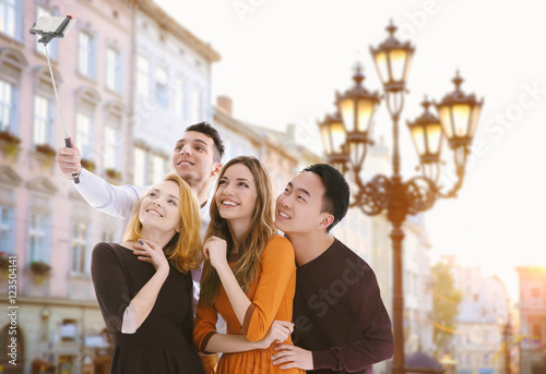 Group of young people takin...