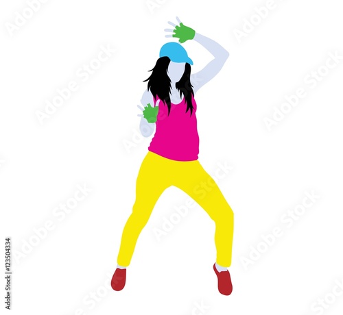 Modern Lifestyle Girl with Street Dance  illustration silhouette art vector design