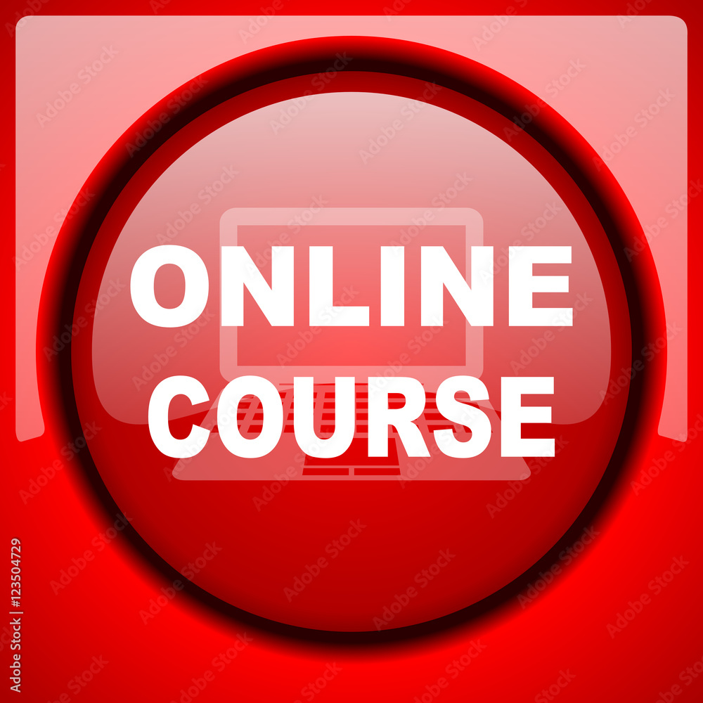 online course red icon plastic glossy button