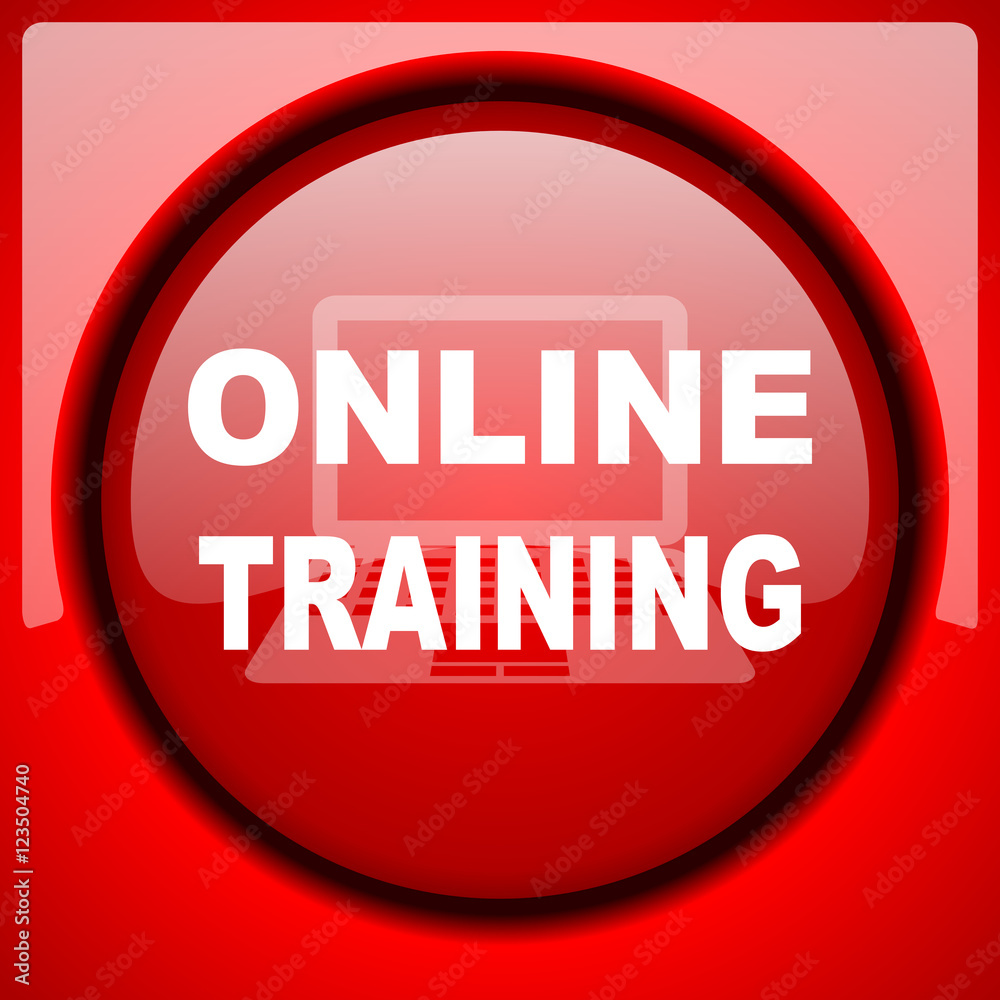 online training red icon plastic glossy button online training red icon plastic glossy button