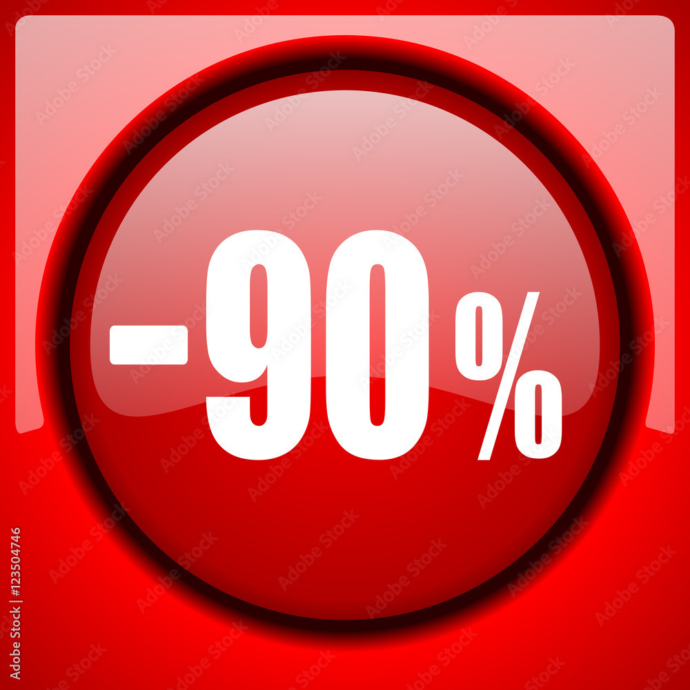 90 percent sale retail red icon plastic glossy button 90 percent sale retail red icon plastic glossy button