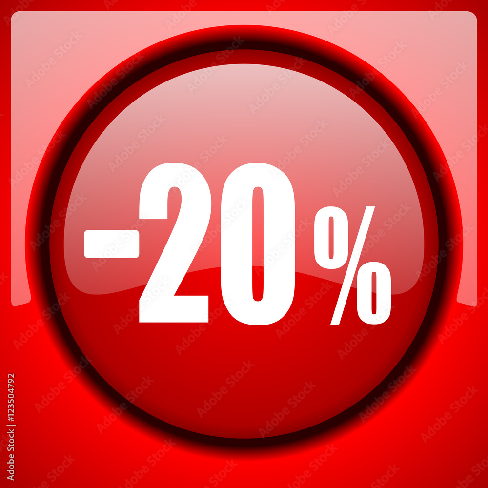 20 percent sale retail red icon plastic glossy button 20 percent sale retail red icon plastic glossy button