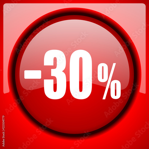 30 percent sale retail red icon plastic glossy button