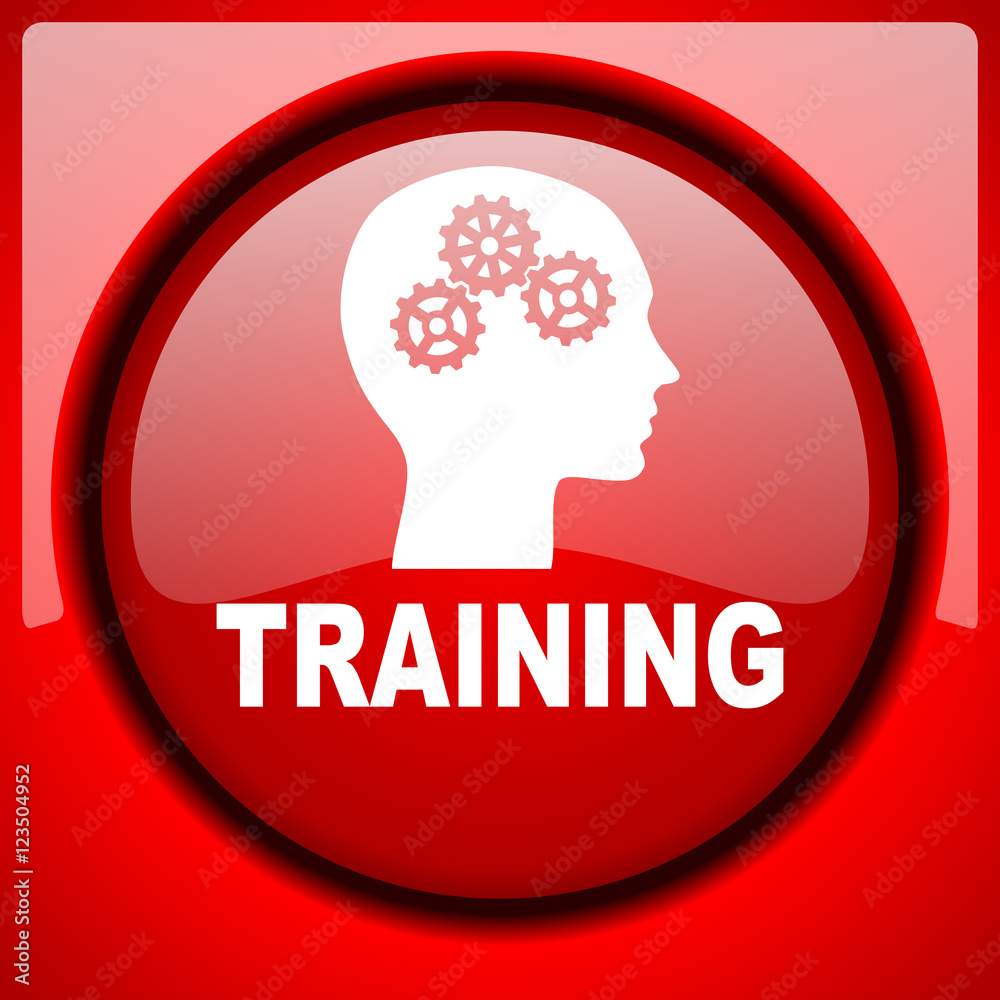 training red icon plastic glossy button training red icon plastic glossy button