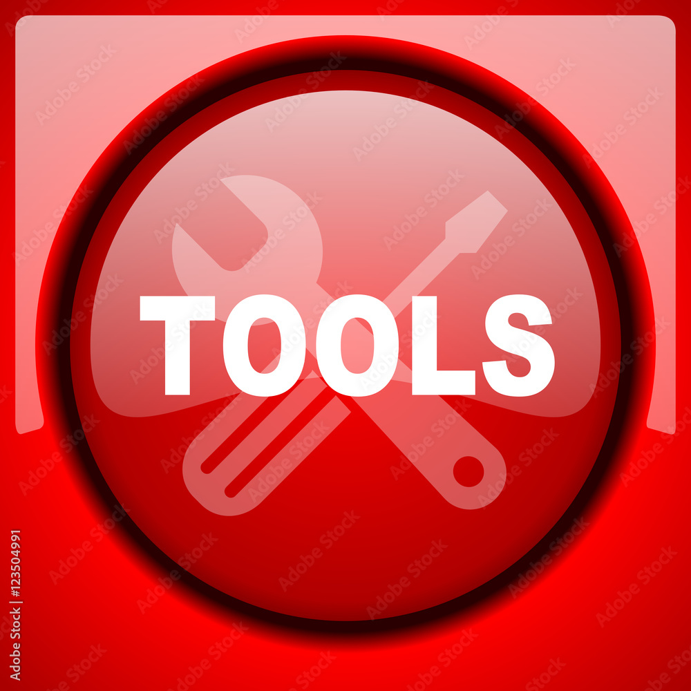 tools red icon plastic glossy button tools red icon plastic glossy button