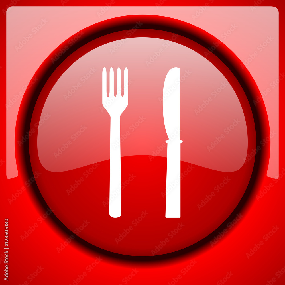 eat red icon plastic glossy button eat red icon plastic glossy button